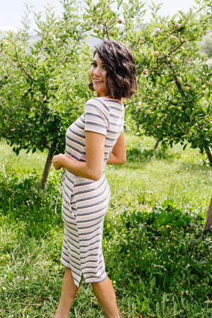 Striped Drawstring T-Shirt Dress