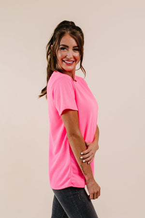 To Lounge Or Bike Top In Hot Pink