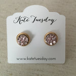 Rose Gold Round Druzy Earrings