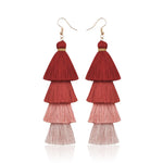 4 Layer Red Pink Valentine's Day Tassel Earrings