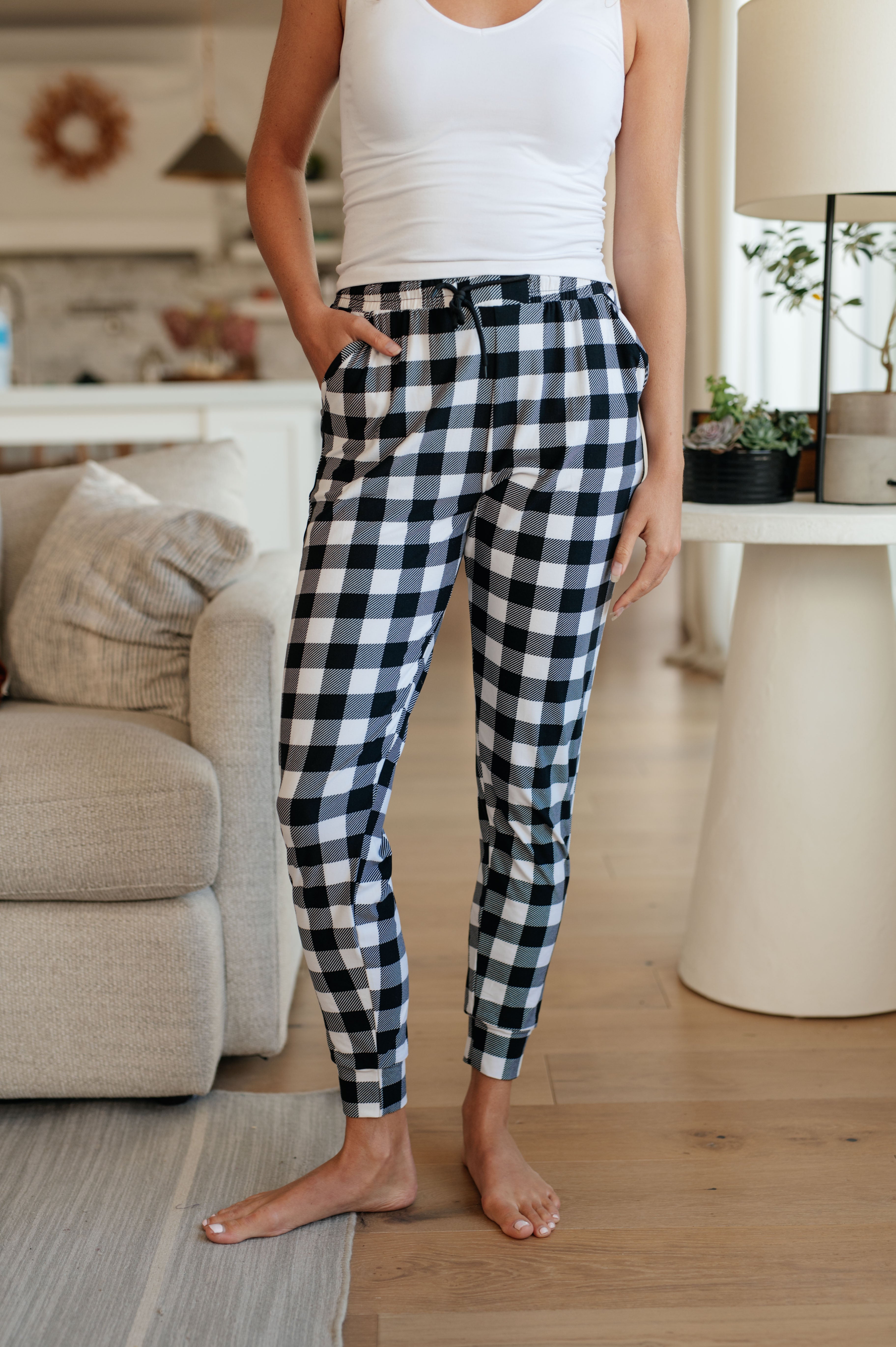 Your New Favorite Joggers in Black and White Check