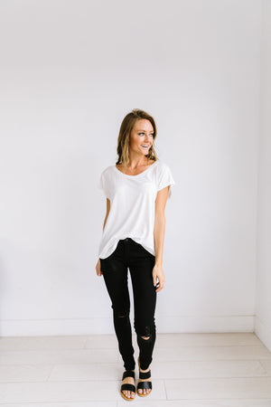 Ripped Knee Black Skinny Jeans - ALL SALES FINAL