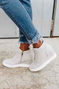 Hole In One Suede High Tops in Light Gray