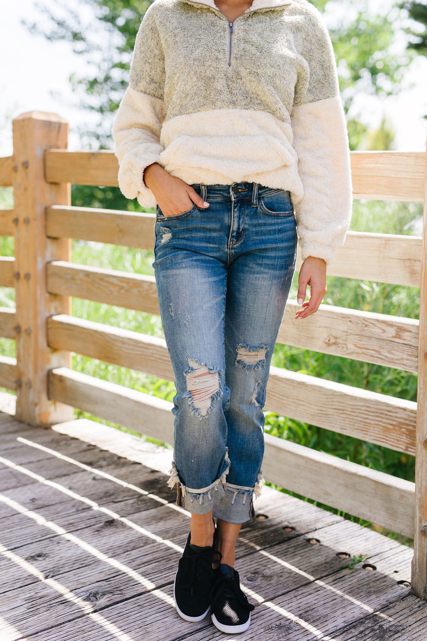 Great Lengths Cuffed Girlfriend Jeans