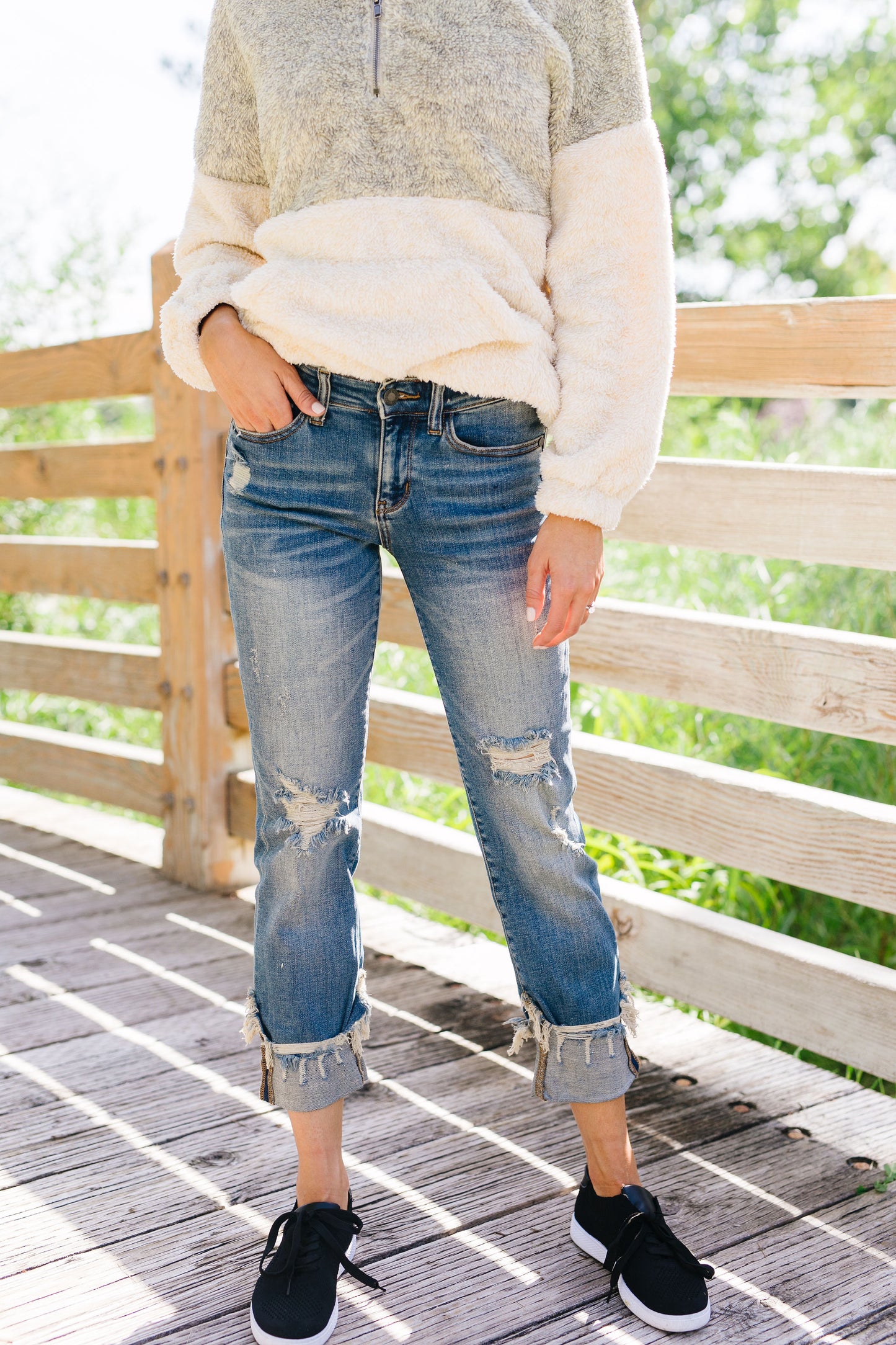 Great Lengths Cuffed Girlfriend Jeans