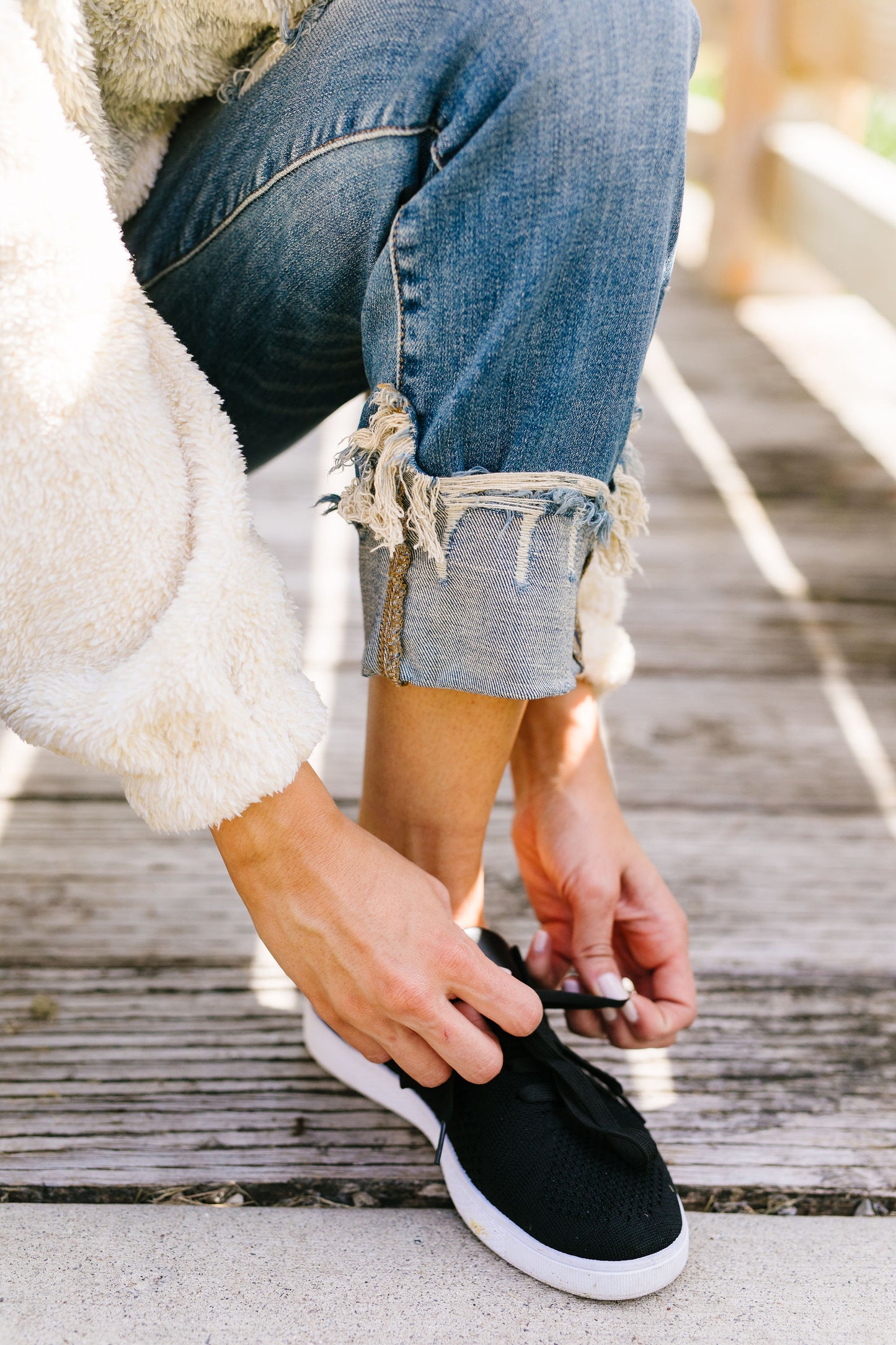 Great Lengths Cuffed Girlfriend Jeans