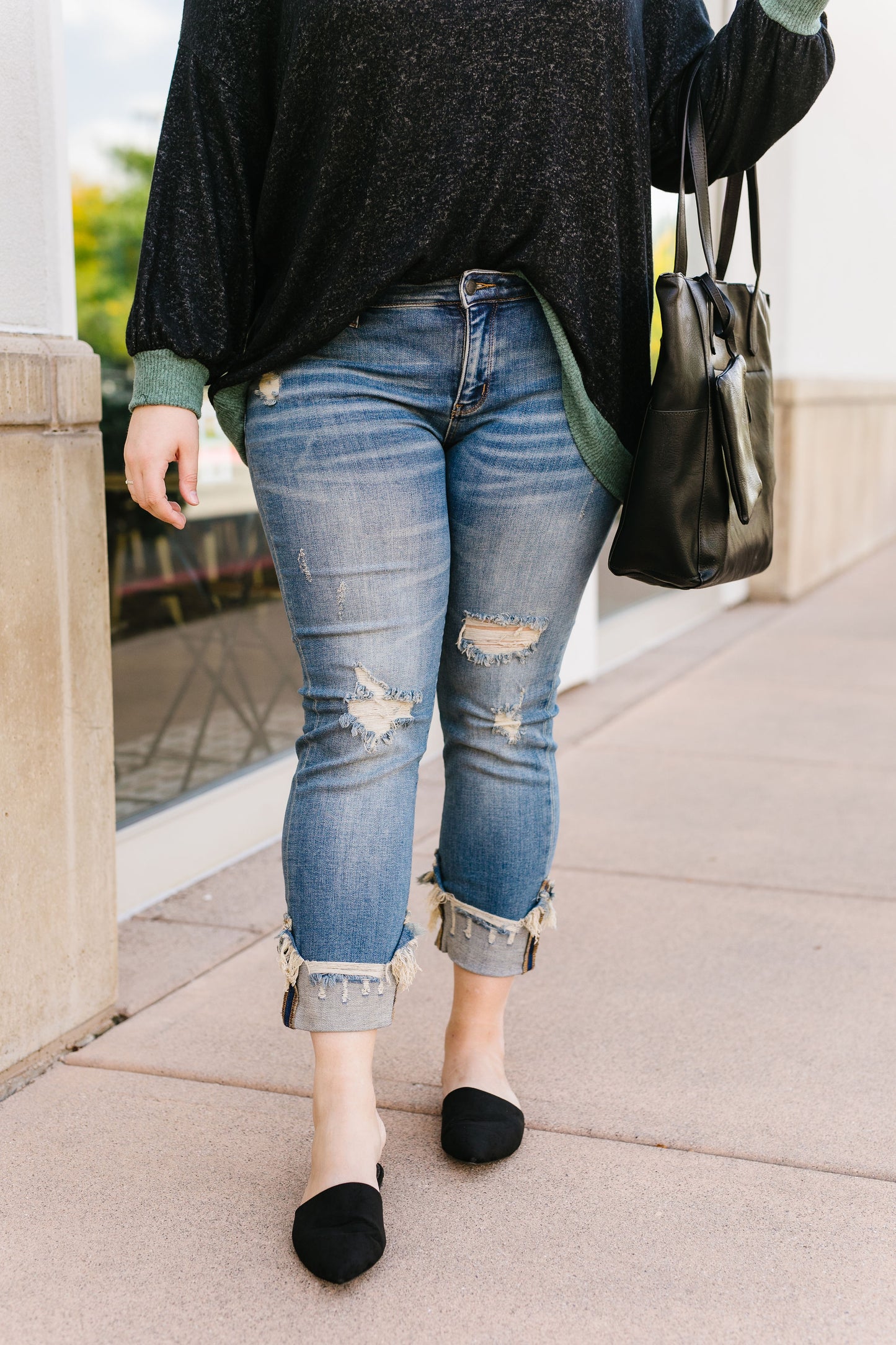 Great Lengths Cuffed Girlfriend Jeans