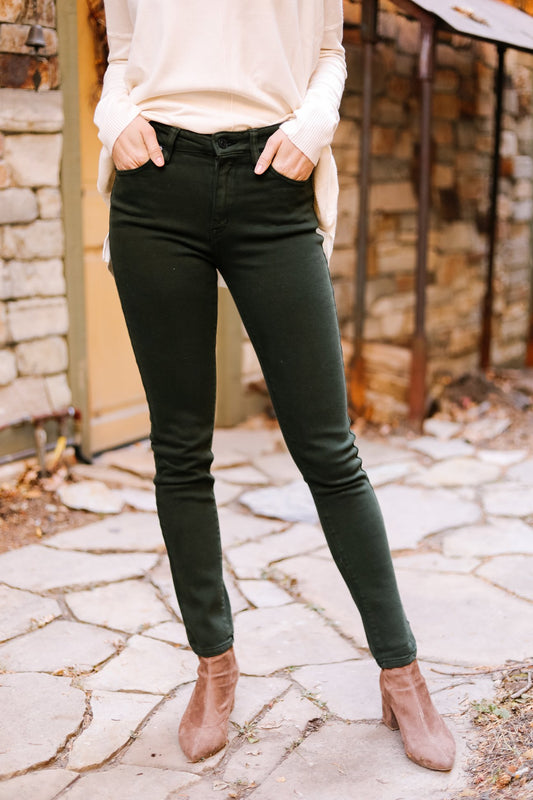 Wine And Dine Colored Jeans In Spruce