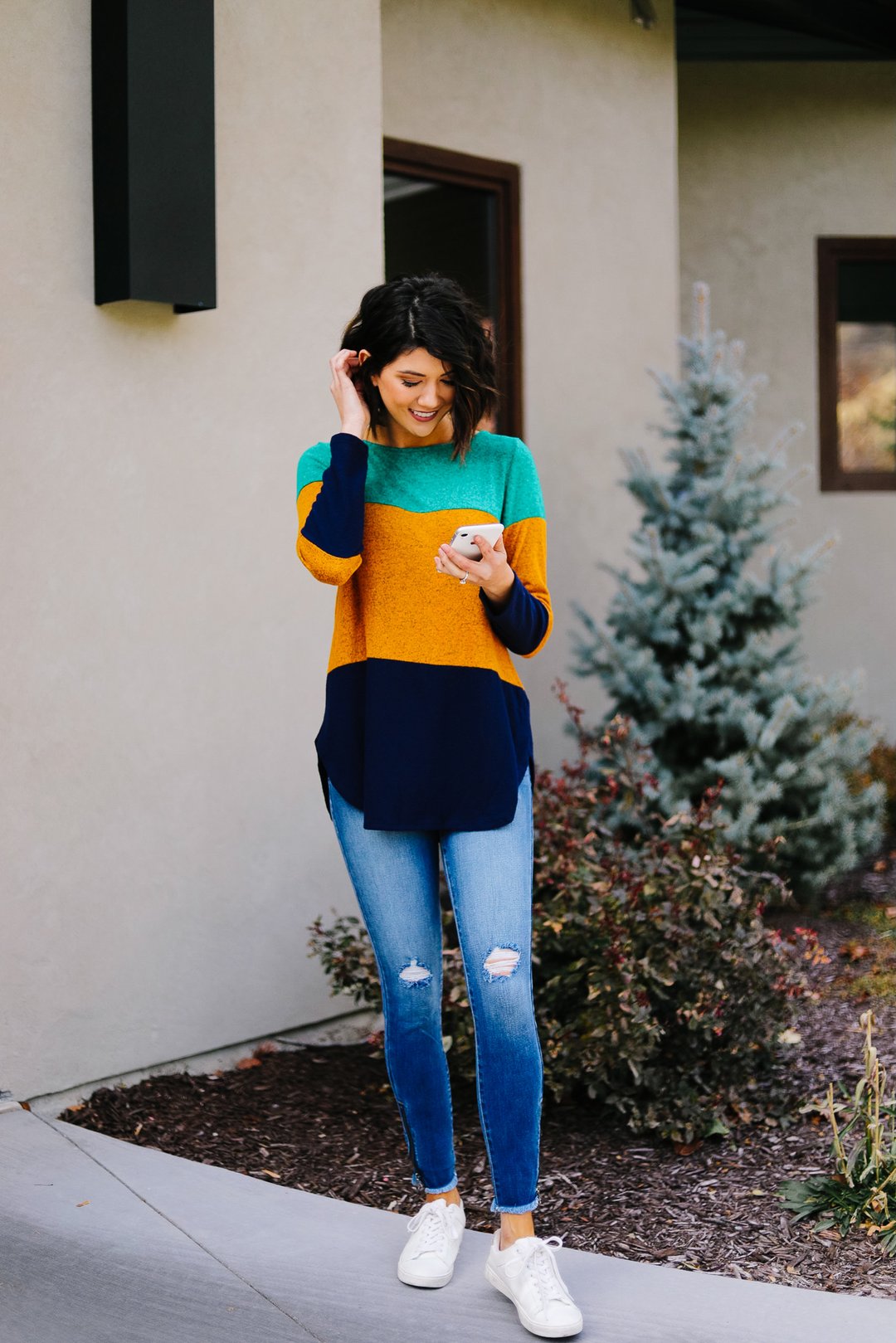 Jewel Tone Color Block Top
