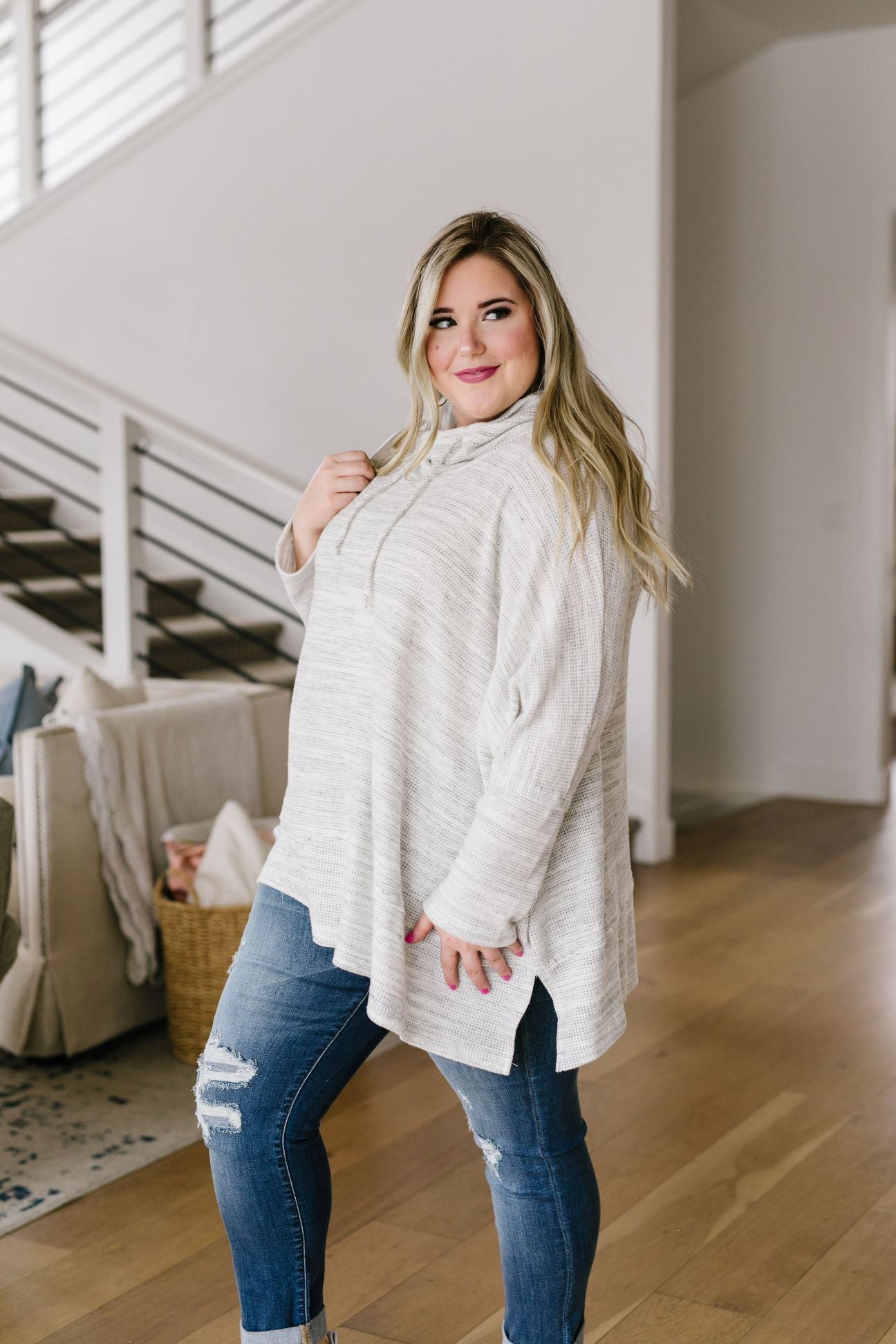 Over The Moon Cowl Neck Top