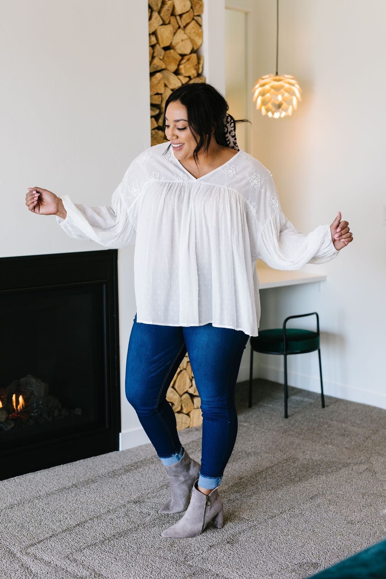 Florence Swiss Dots & Lace Blouse