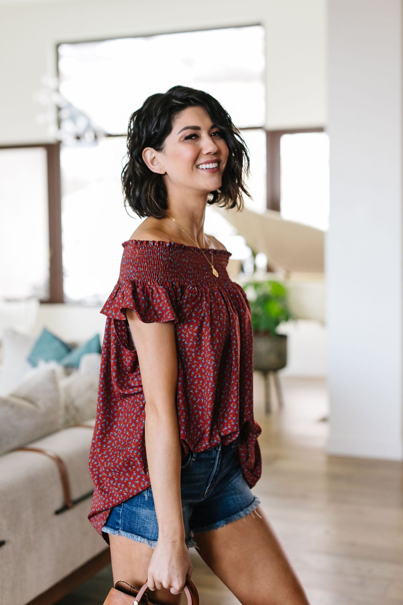 Shannon Shirred Off-Shoulder Blouse