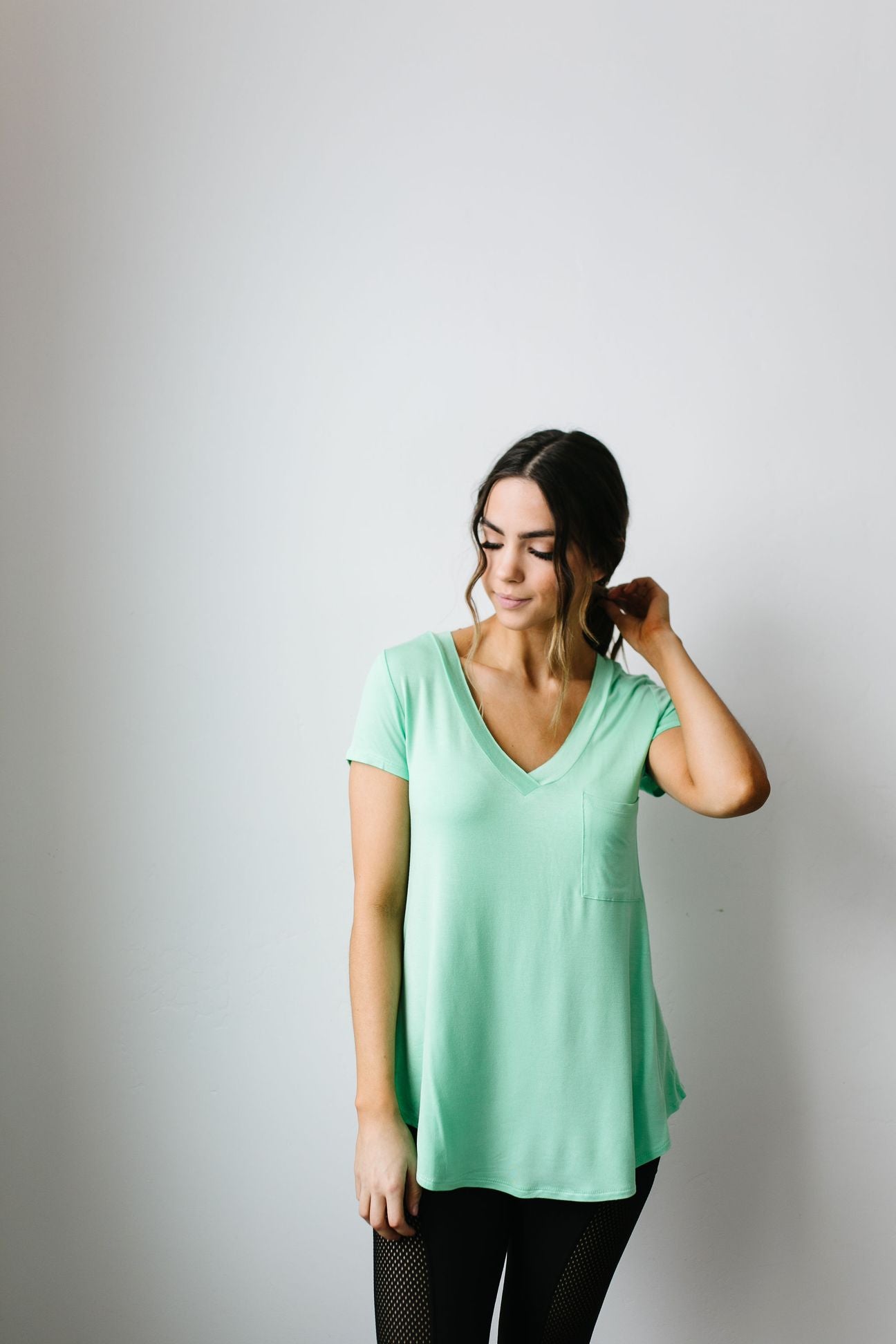 Everyday Yay V-Neck Tee In Mint