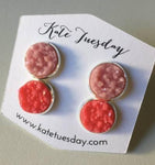 Pretty In Pink Double Druzy Earrings Set