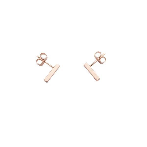 18k Rose Gold Mini Bar Earrings