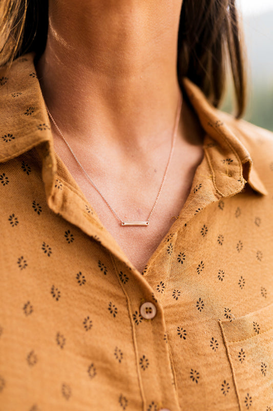 18k Rose Gold Mini Bar Necklace