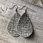 Black and White Design Textured Leather Earrings