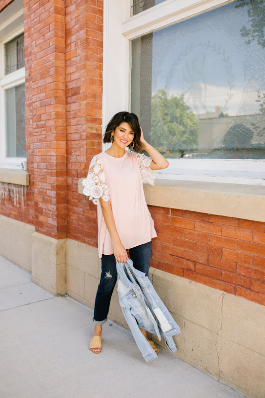 3D Lace Sleeved Top