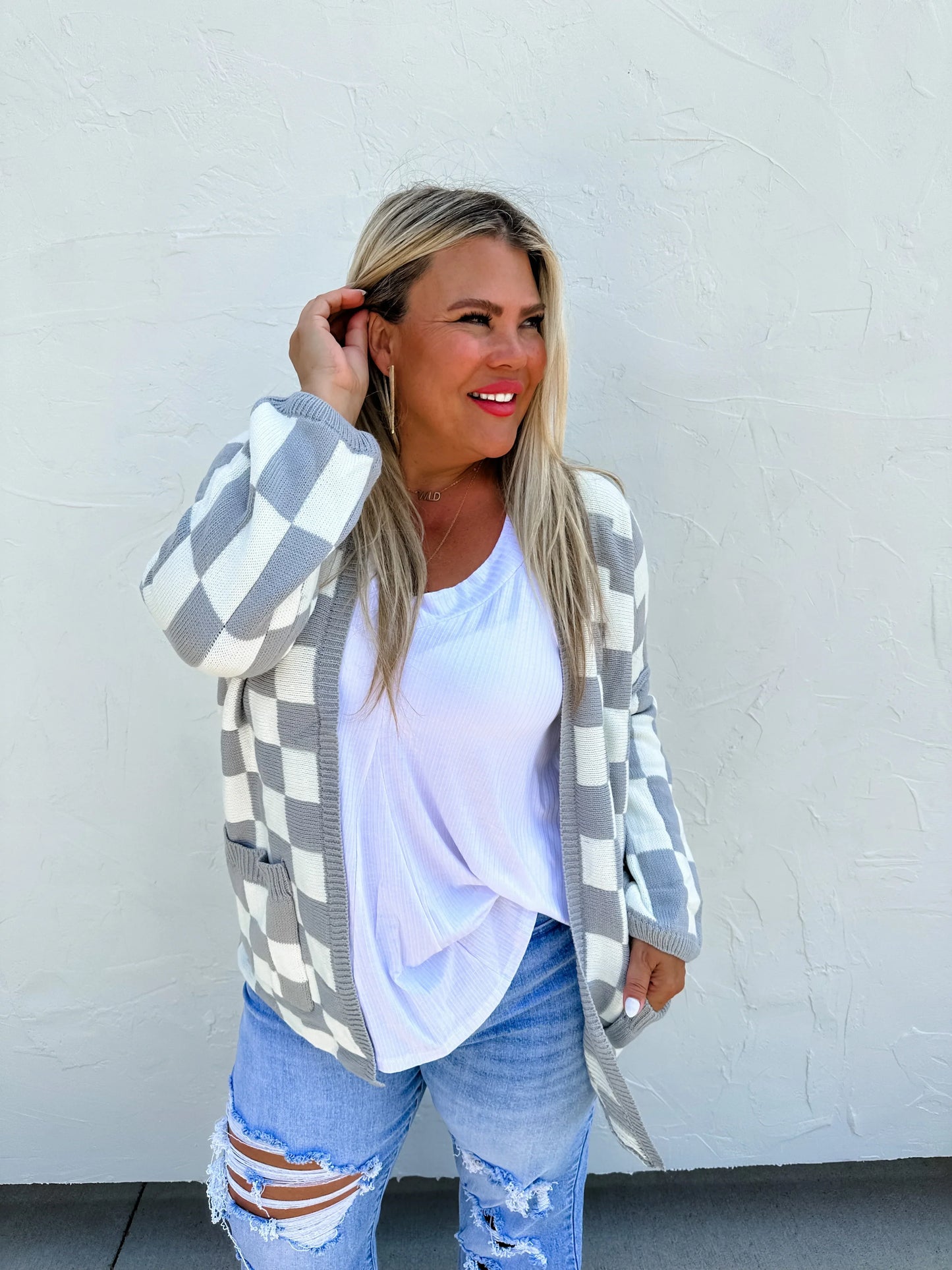 PREORDER: Beverly Checkered Cardigan in Four Colors