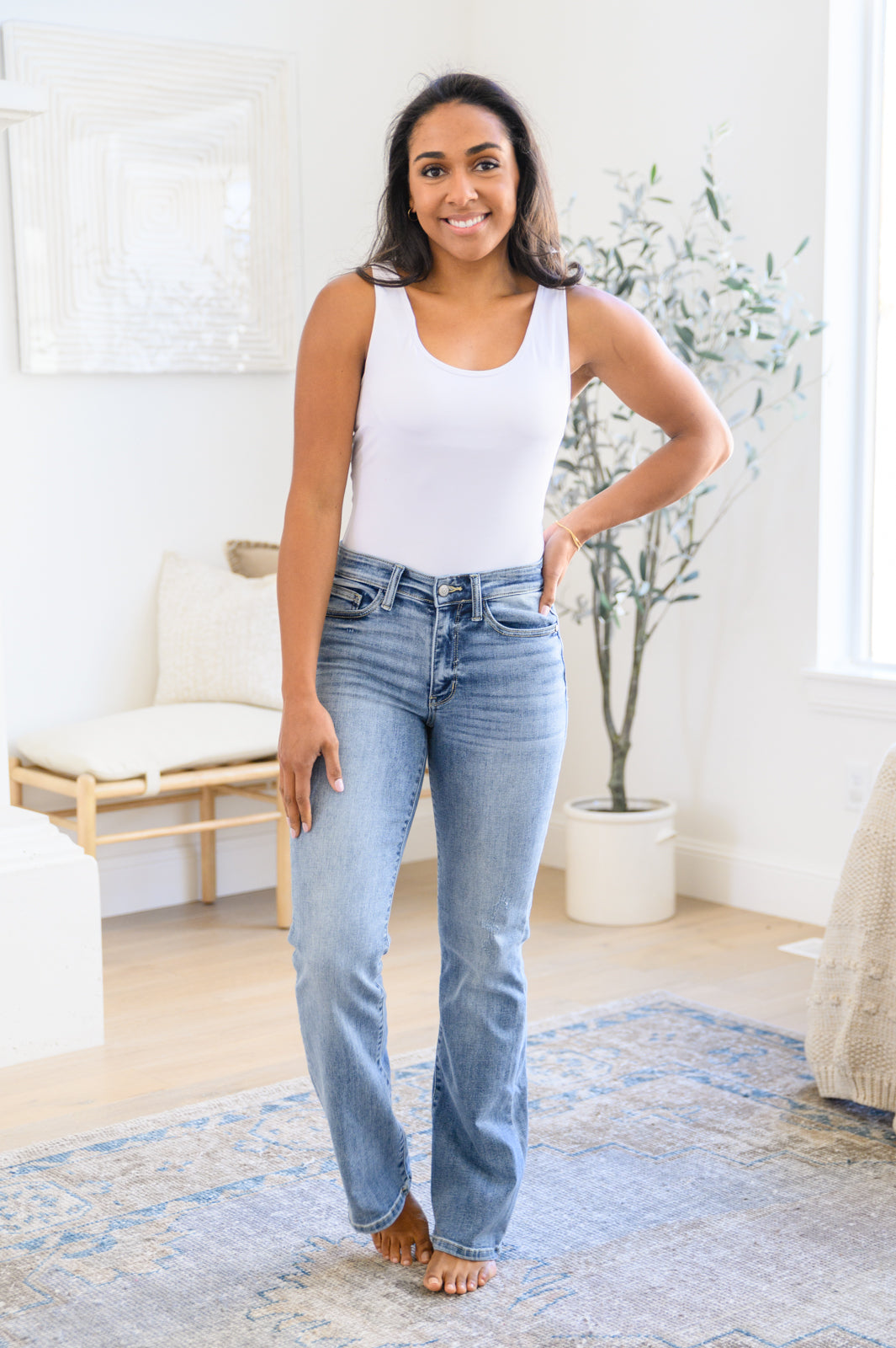 Alana Mid Rise Clean Bootcut Jeans