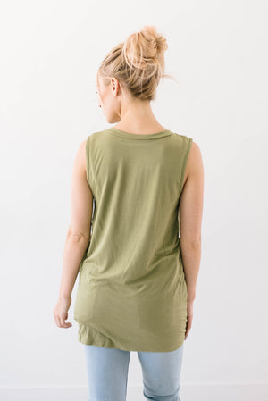 Sleeveless Knot Top in Olive