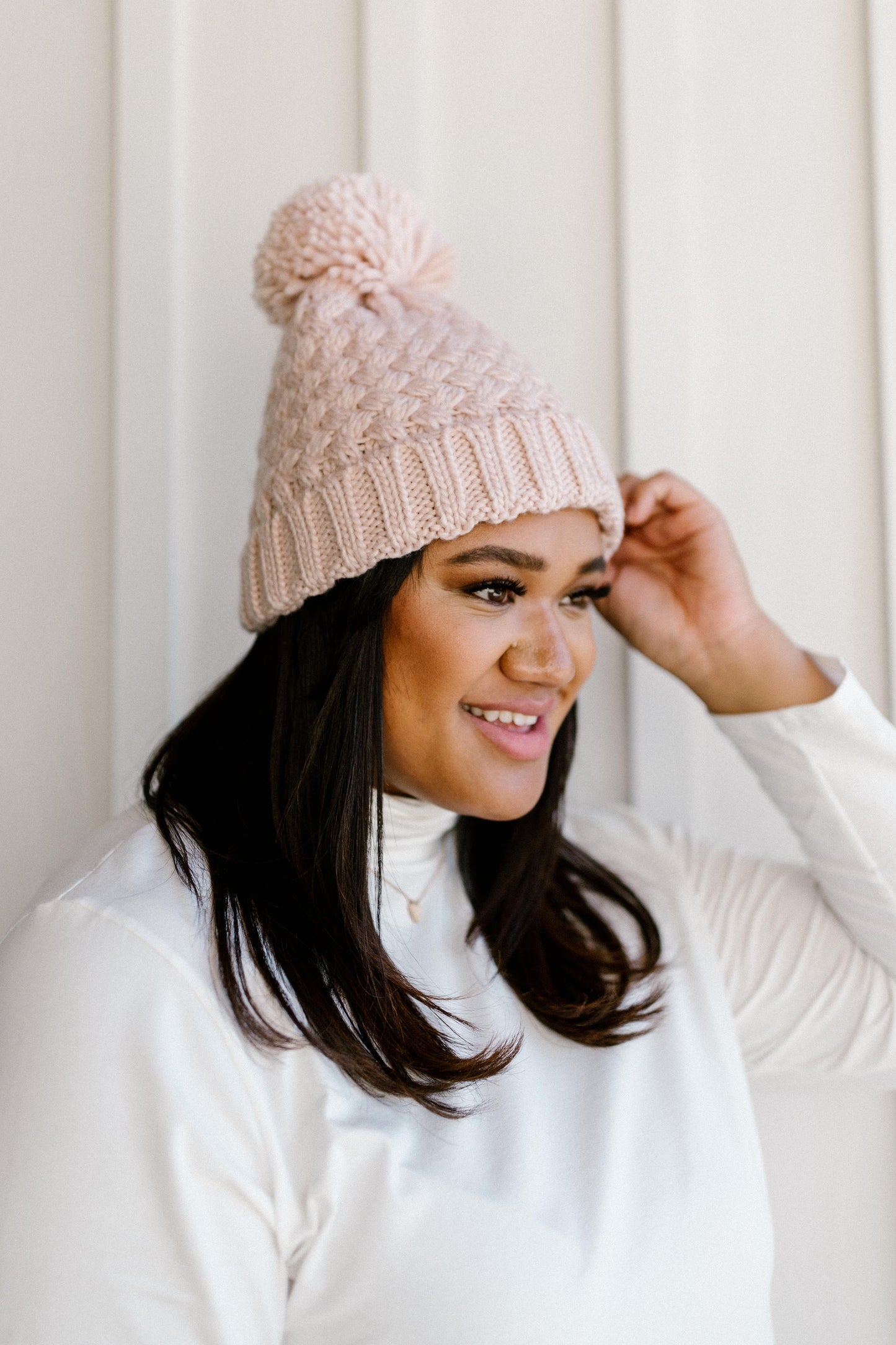 Bella Knit Beanie in Rose