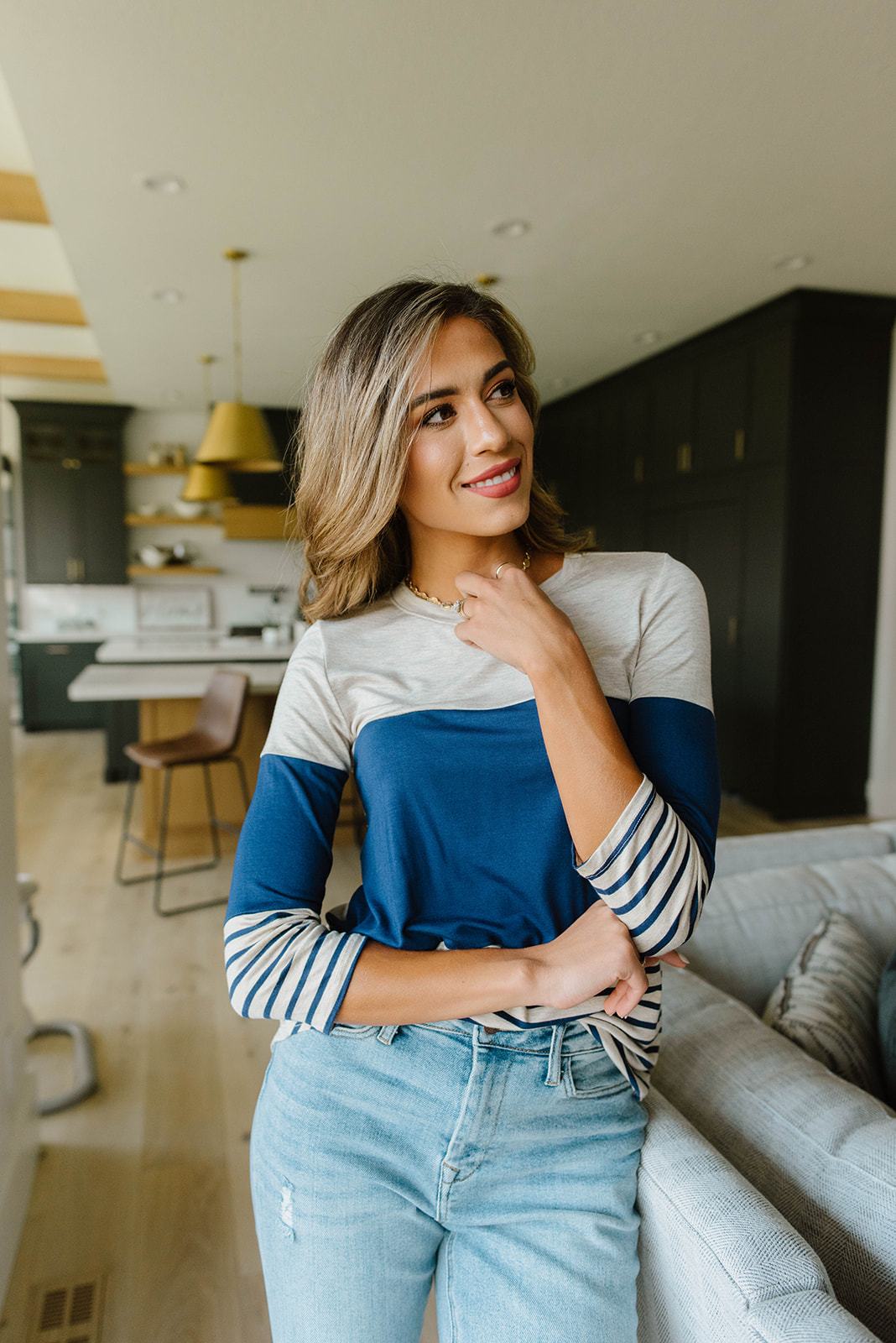 Block Talk Top In Navy