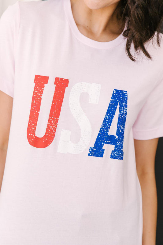Born In The USA Graphic Tee In Pink