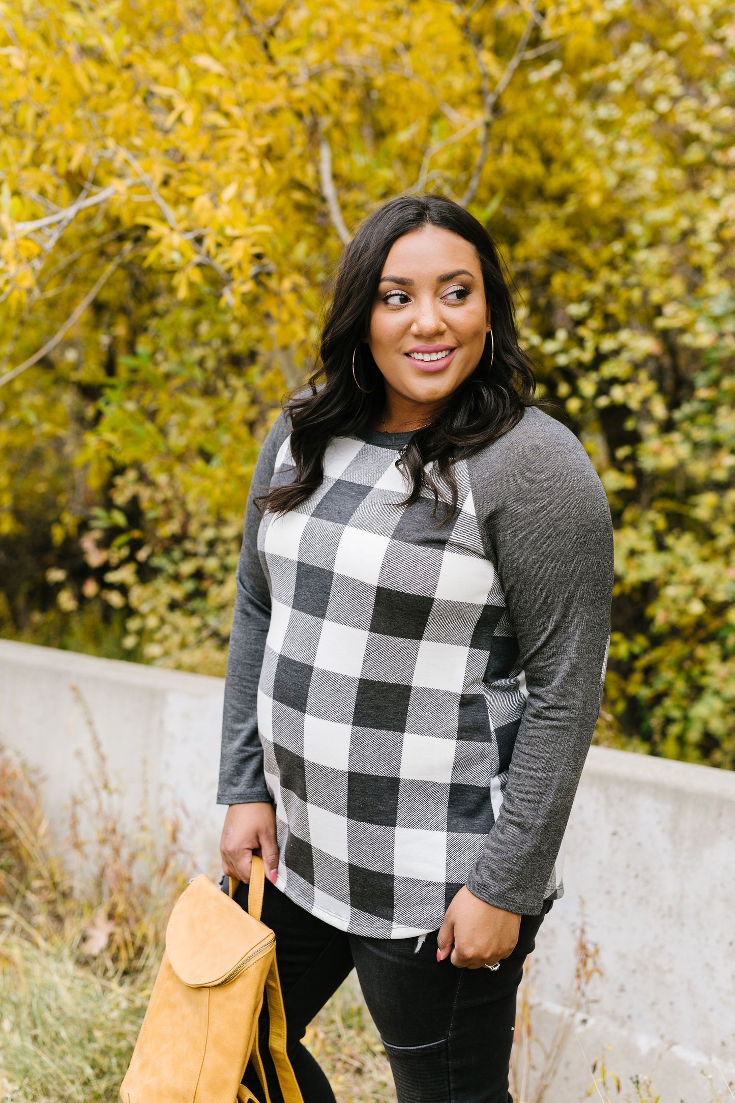 Check It Out Charcoal Raglan Top