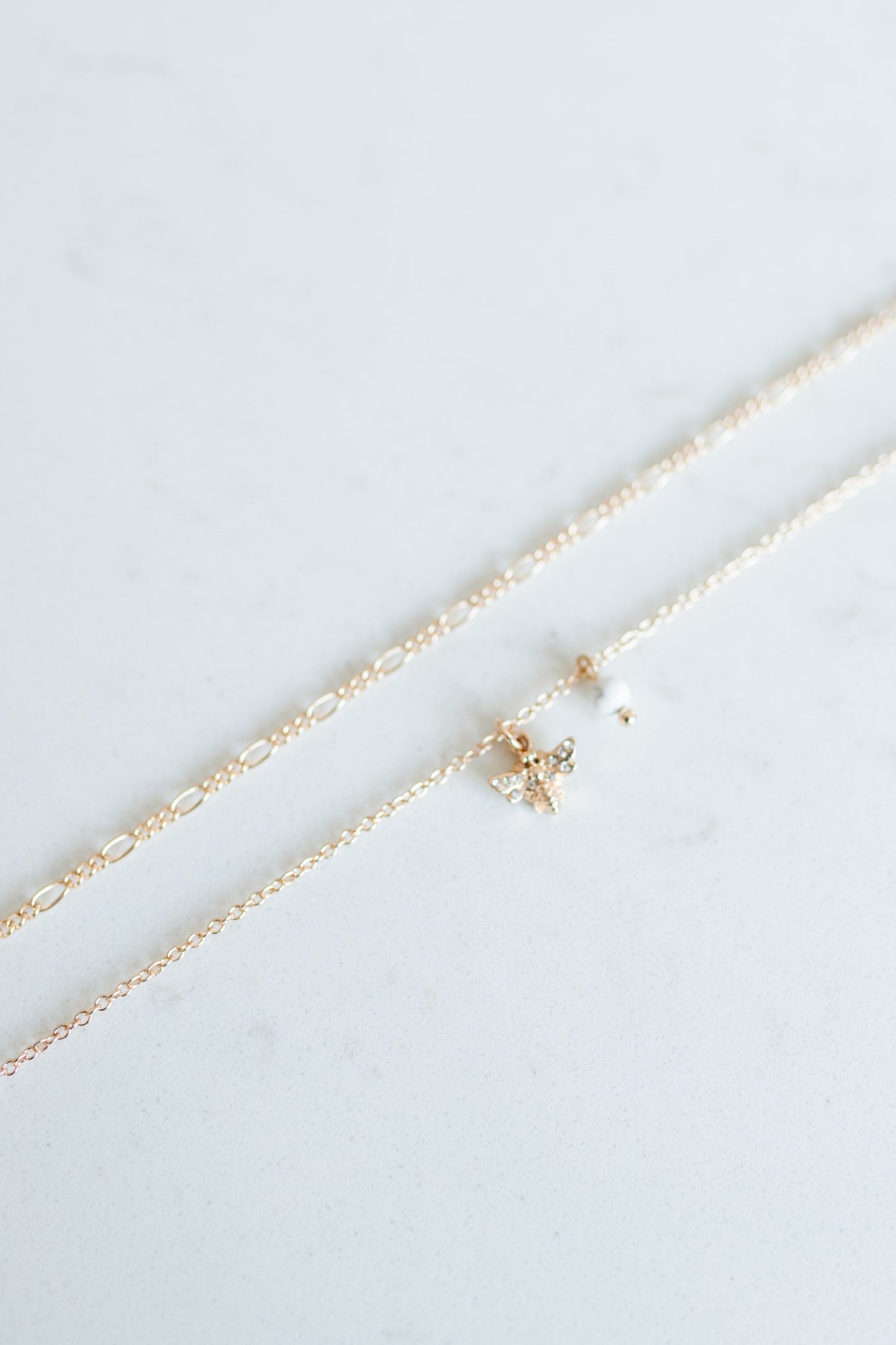 Bumble Bee Anklet In White
