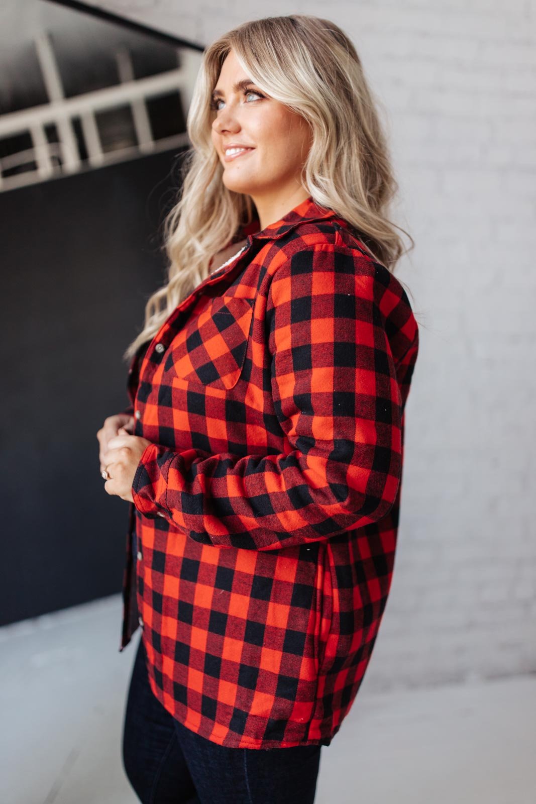 Campfire Buffalo Plaid Shacket in Black/Red