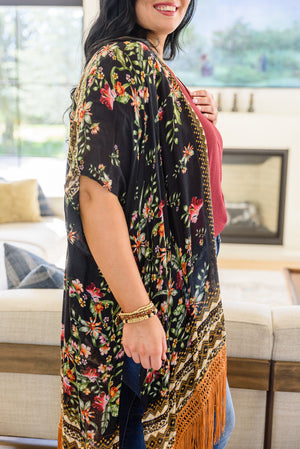 Can't Look Away Floral Fringe Kimono