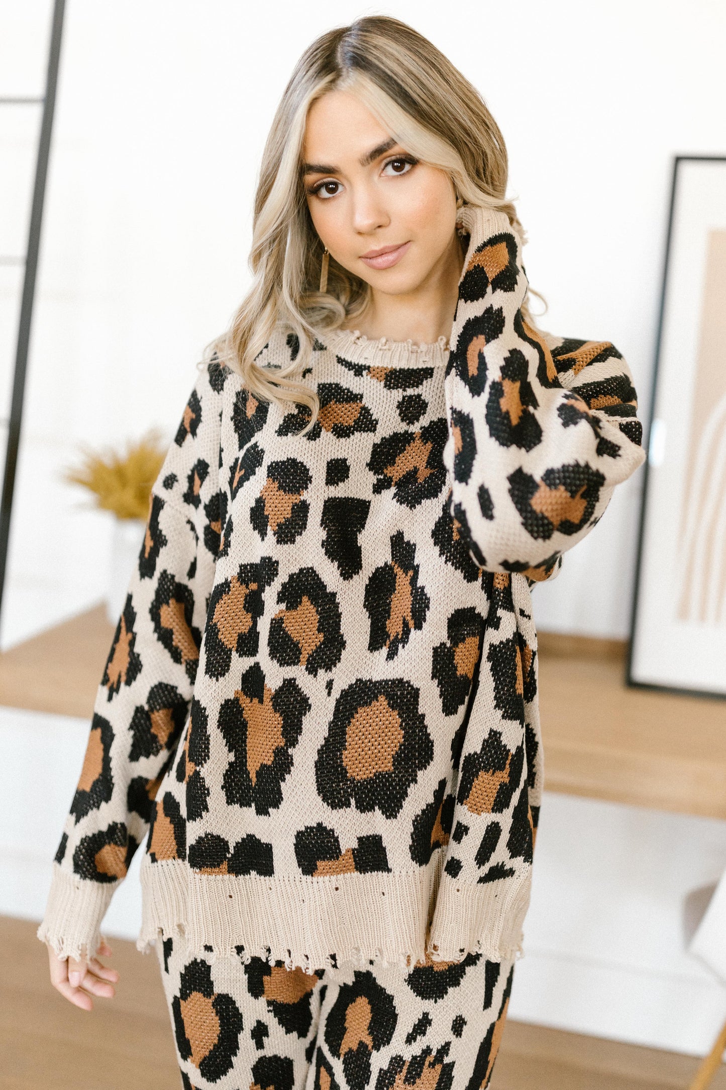 Chasing Sleep Lounge Set Top in Leopard