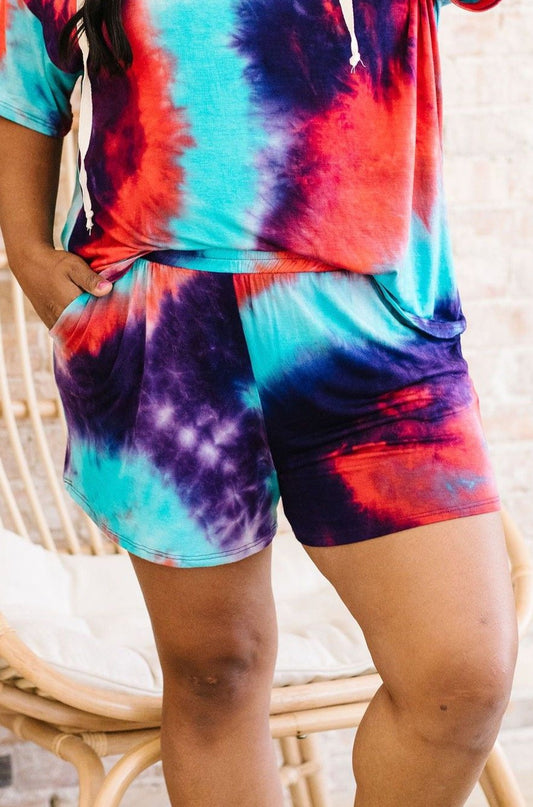 Cheer Me Up Tie Dye Shorts In Aqua
