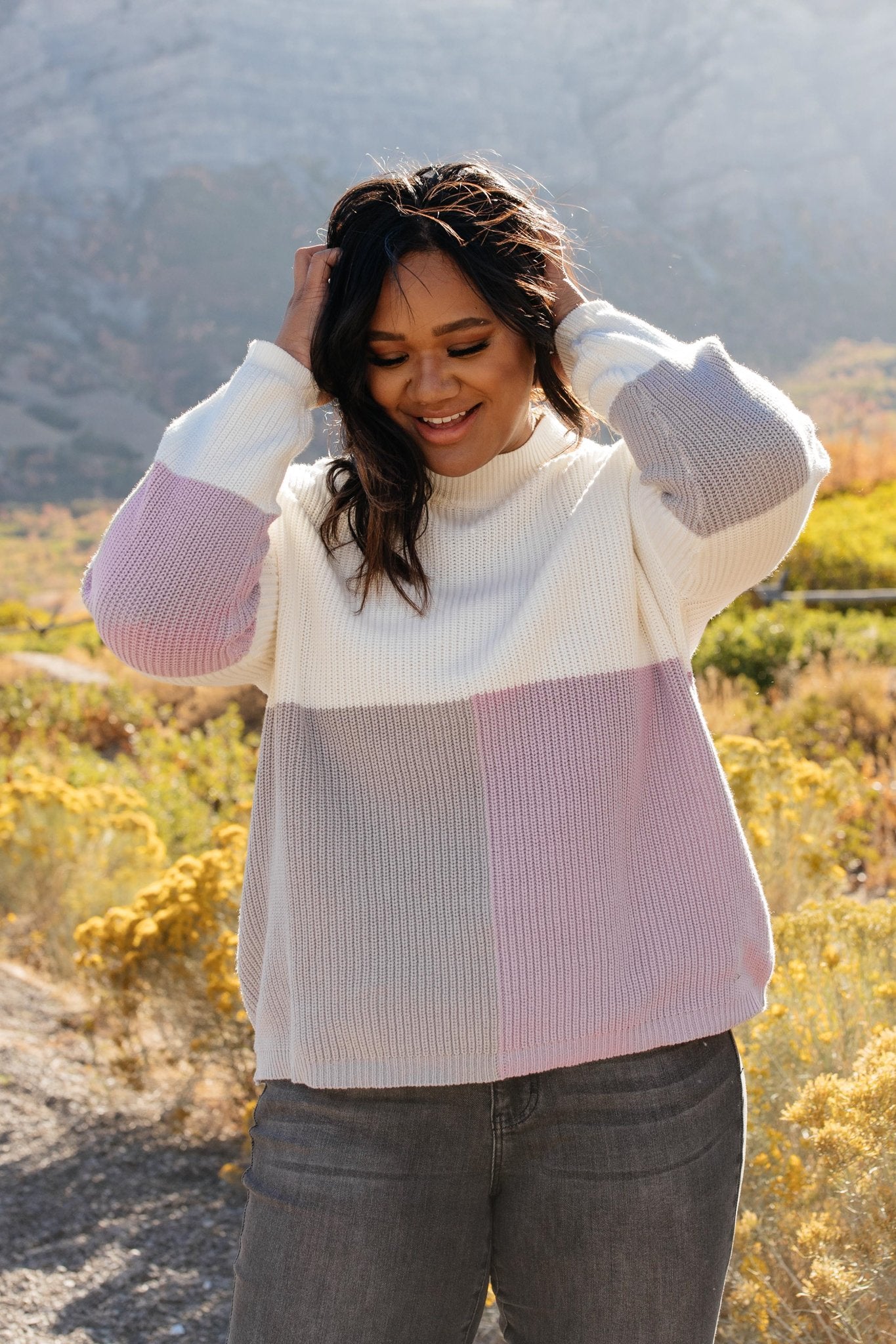 DOORBUSTER Color Block Top in Lavender