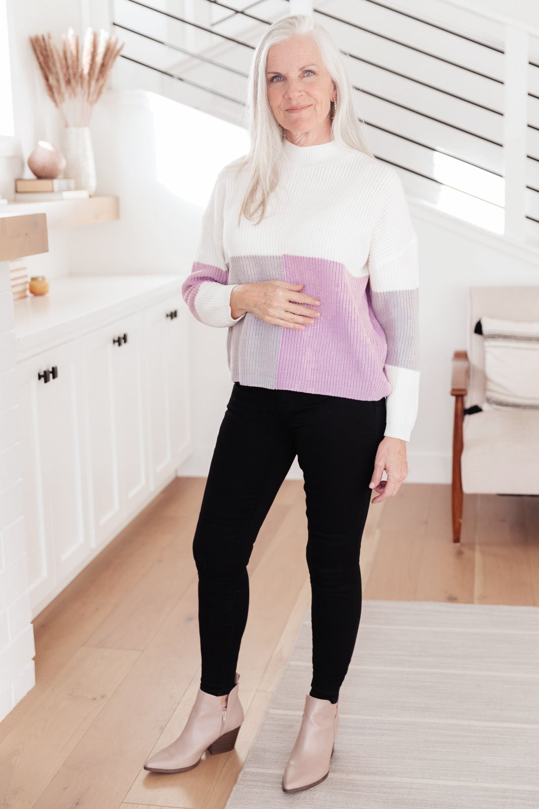DOORBUSTER Color Block Top in Lavender