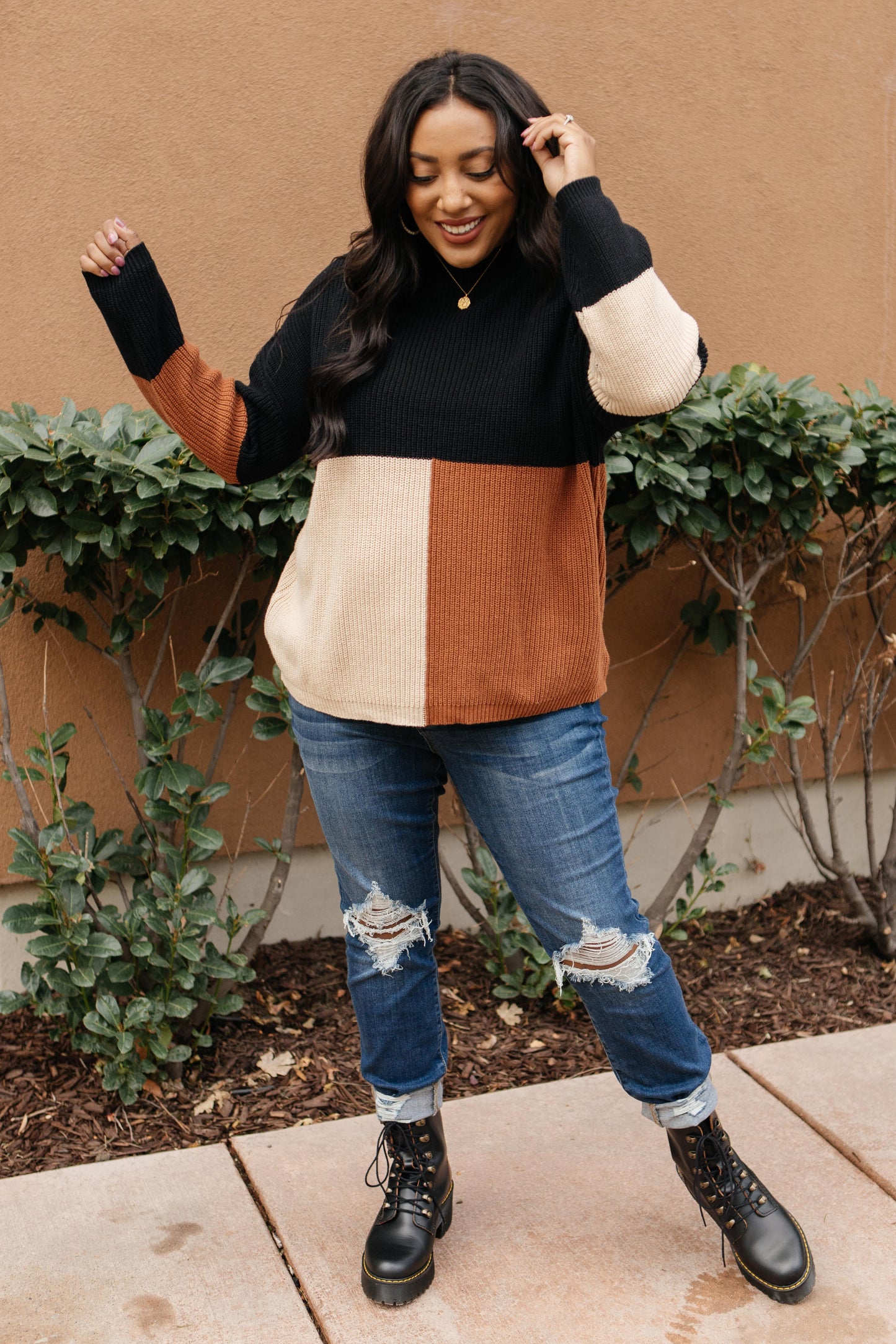 Chloe Color Block Top in Natural