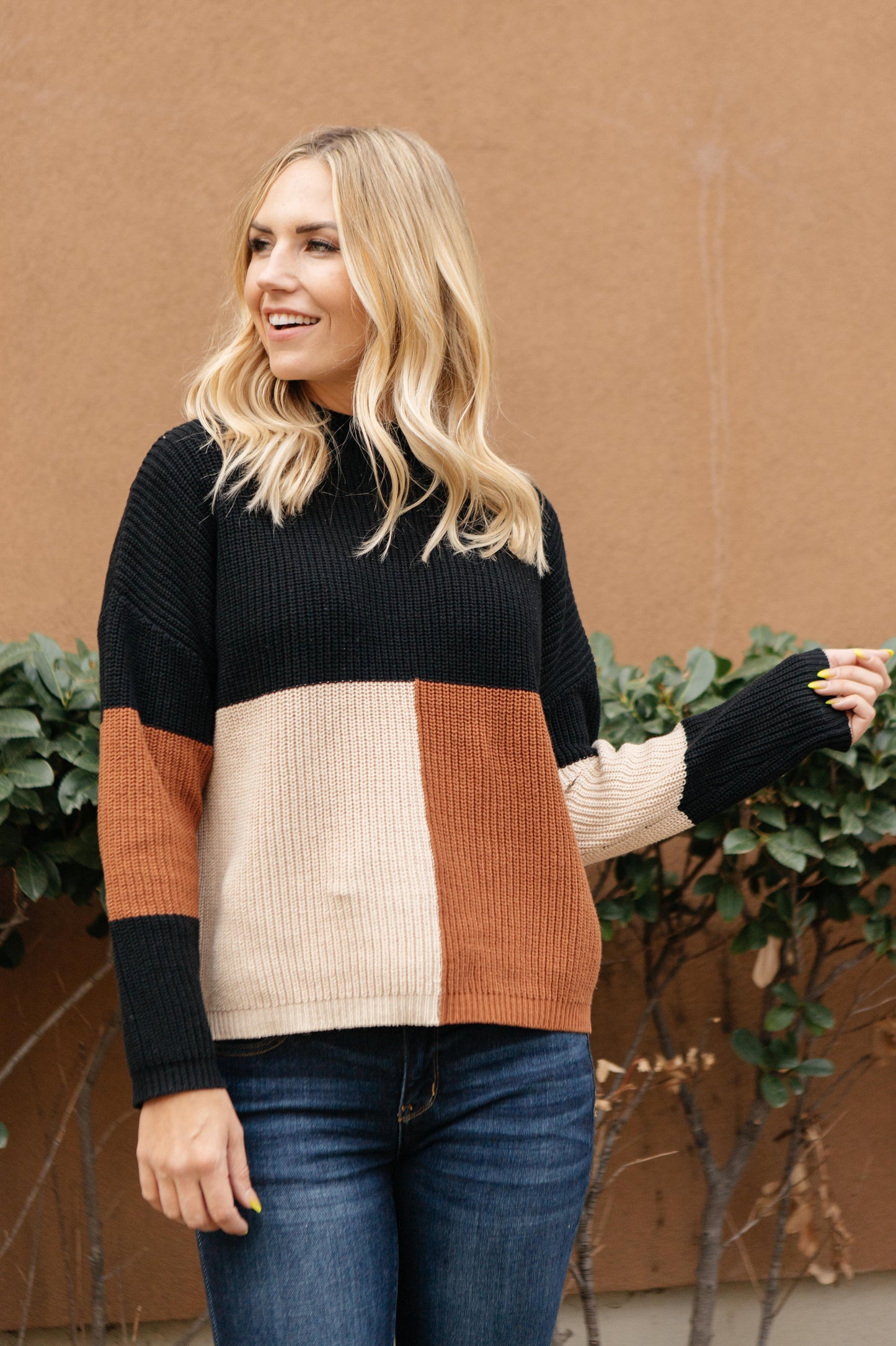 Chloe Color Block Top in Natural