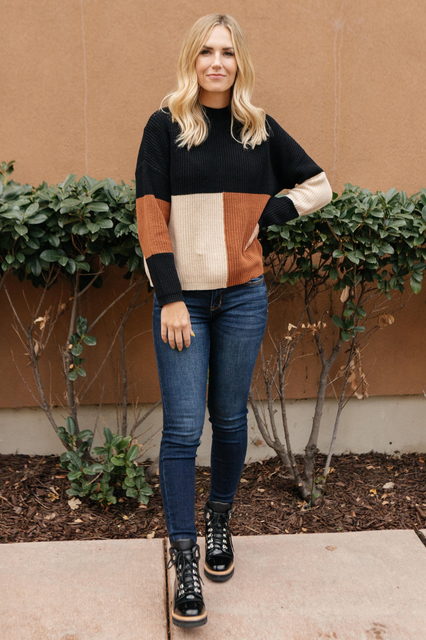 Chloe Color Block Top in Natural