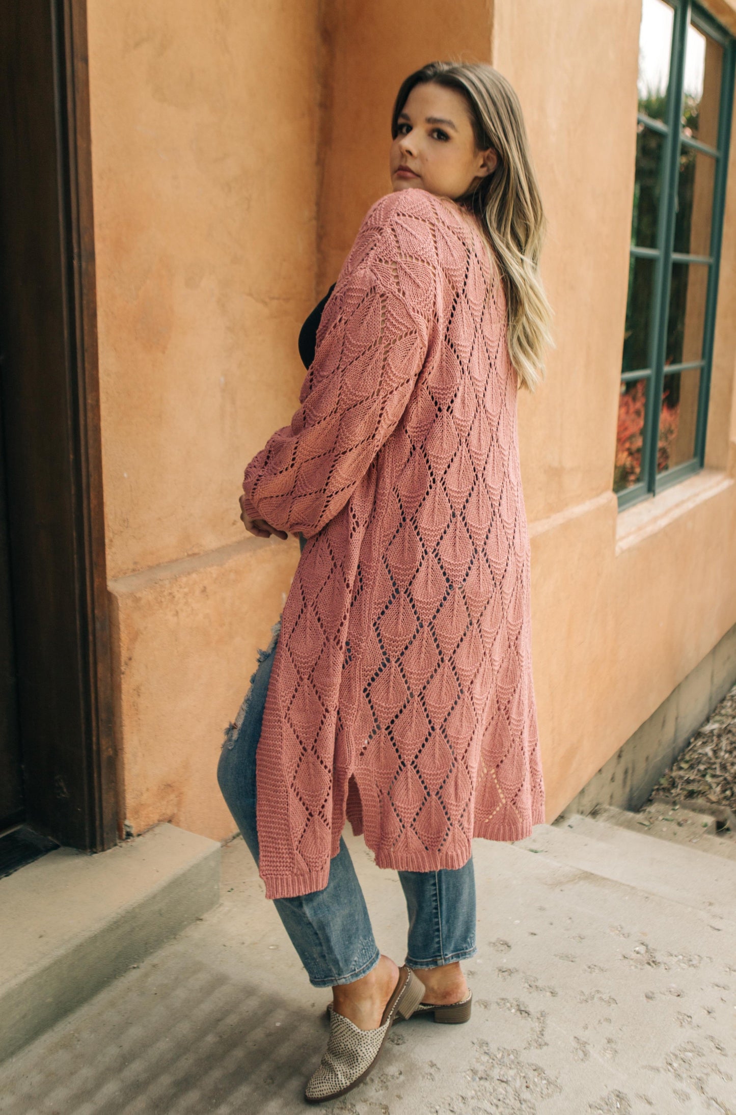 Choose Me Chunky Cardigan in Rose
