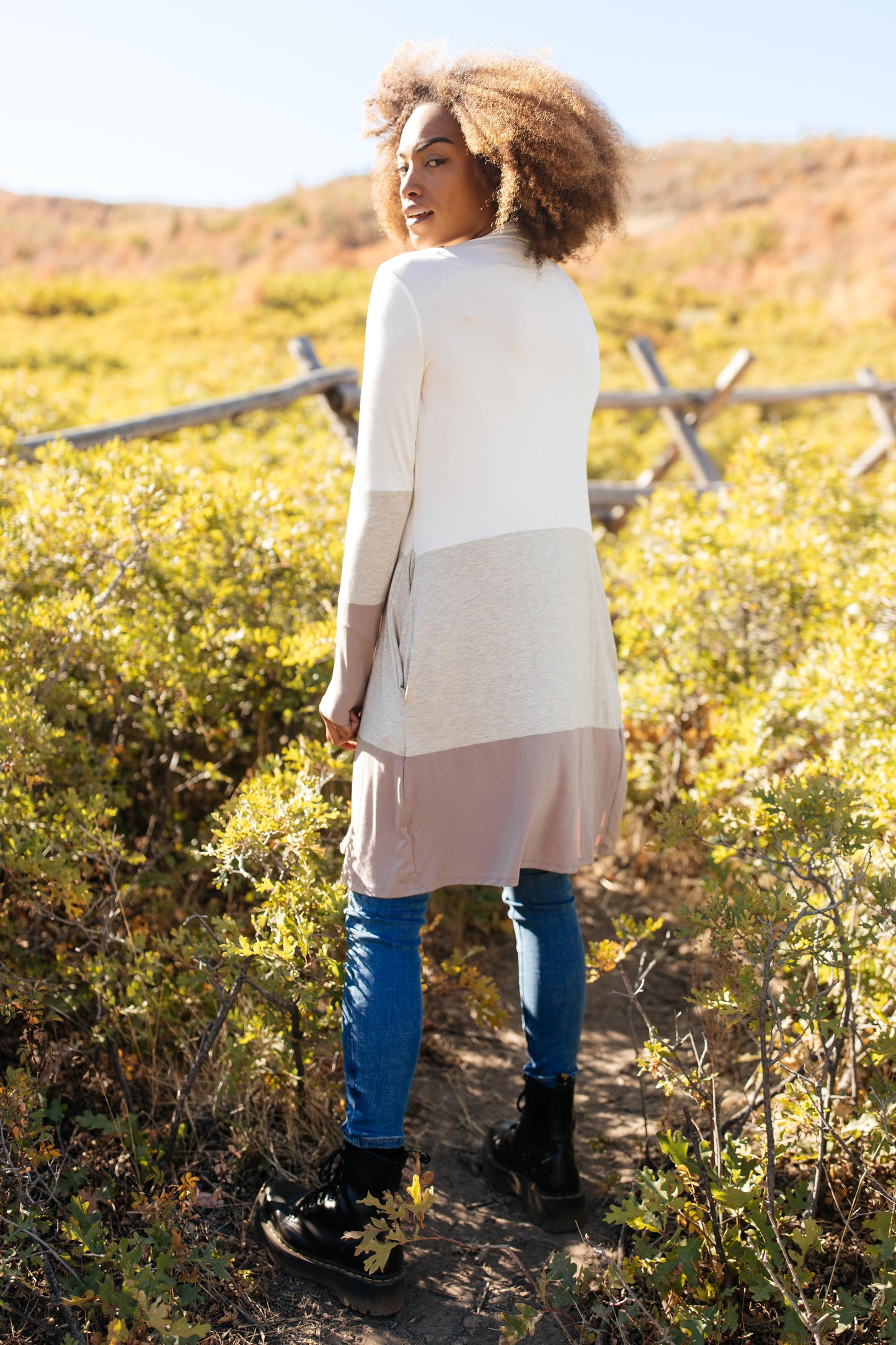 DOORBUSTER Clarissa Striped Cardigan in Mocha