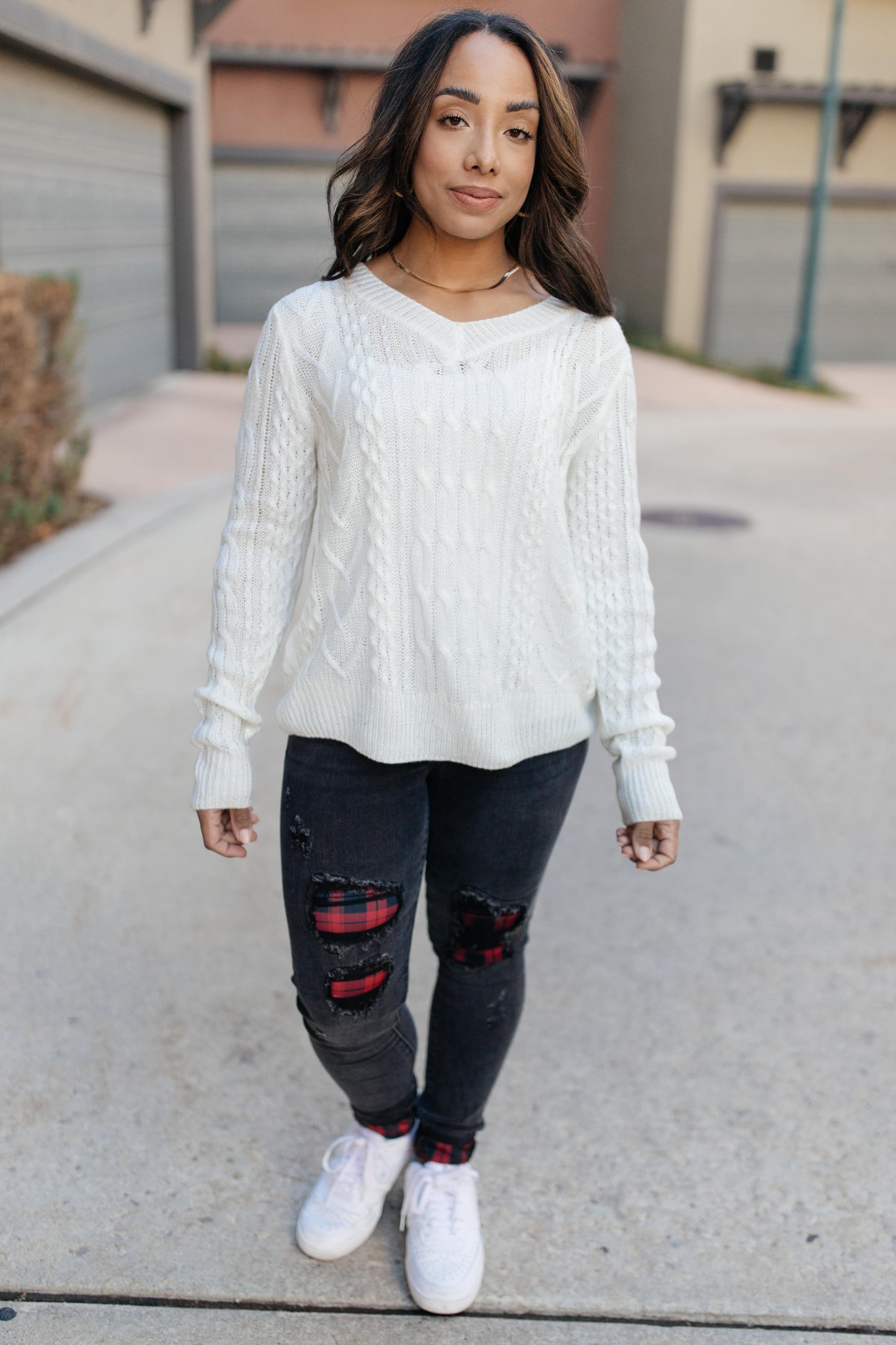 Cozy Cropped Sweater in White