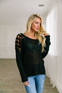 Cut Above Diamond Crochet Sweater In Black
