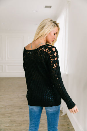 Cut Above Diamond Crochet Sweater In Black