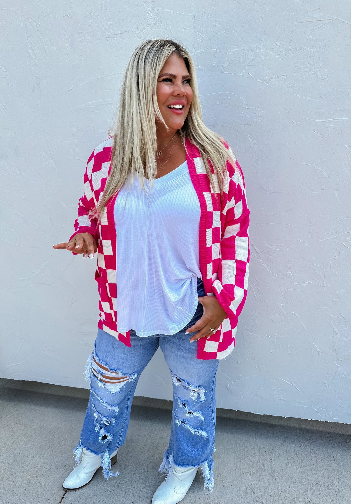PREORDER: Beverly Checkered Cardigan in Four Colors