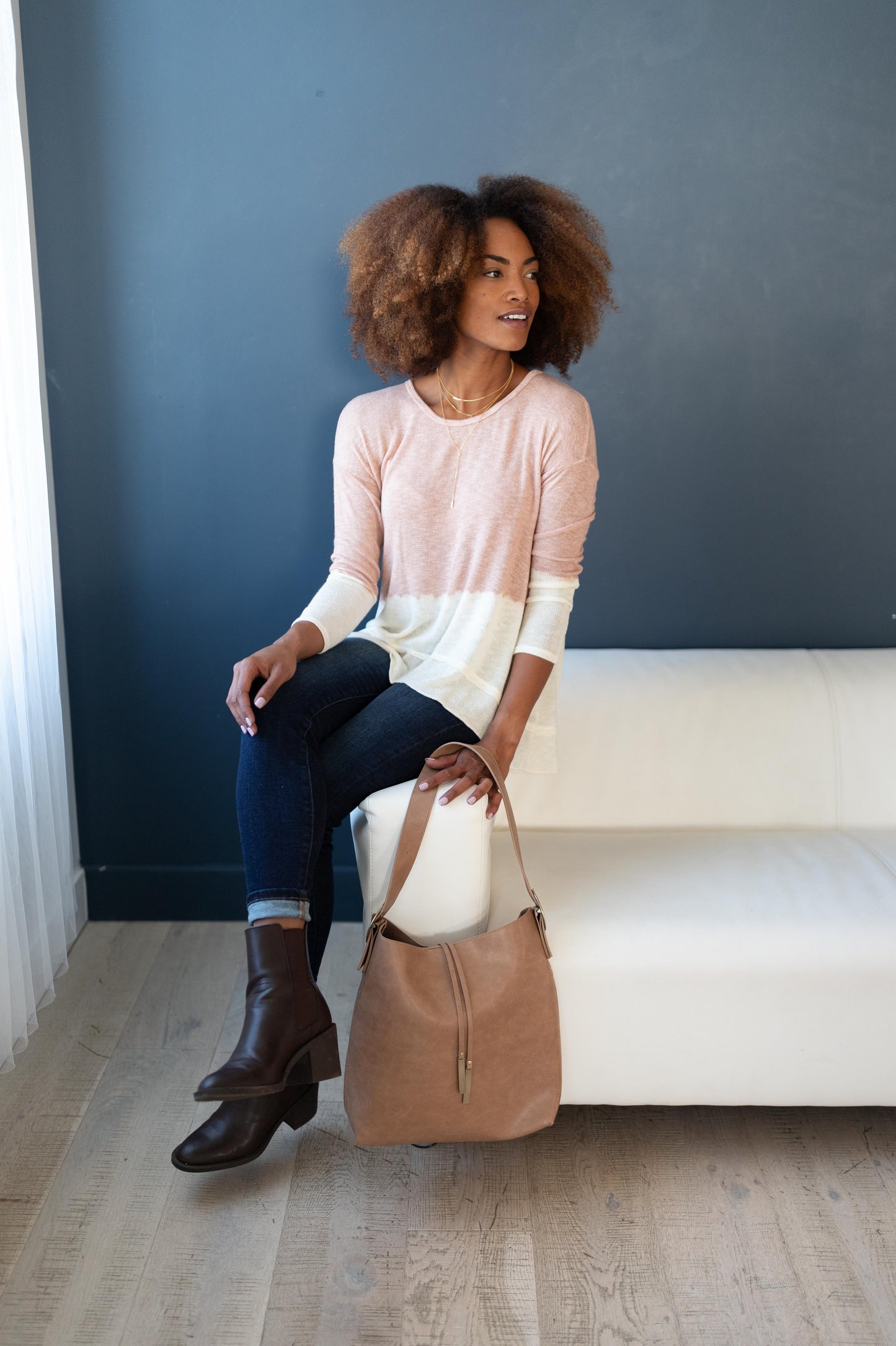 Delightfully Dipped Dusty Rose Top