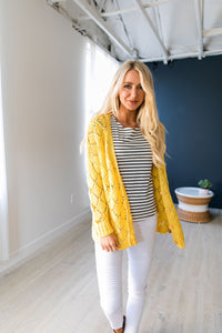 Delilah Diamond Knit Cardi In Yellow - ALL SALES FINAL