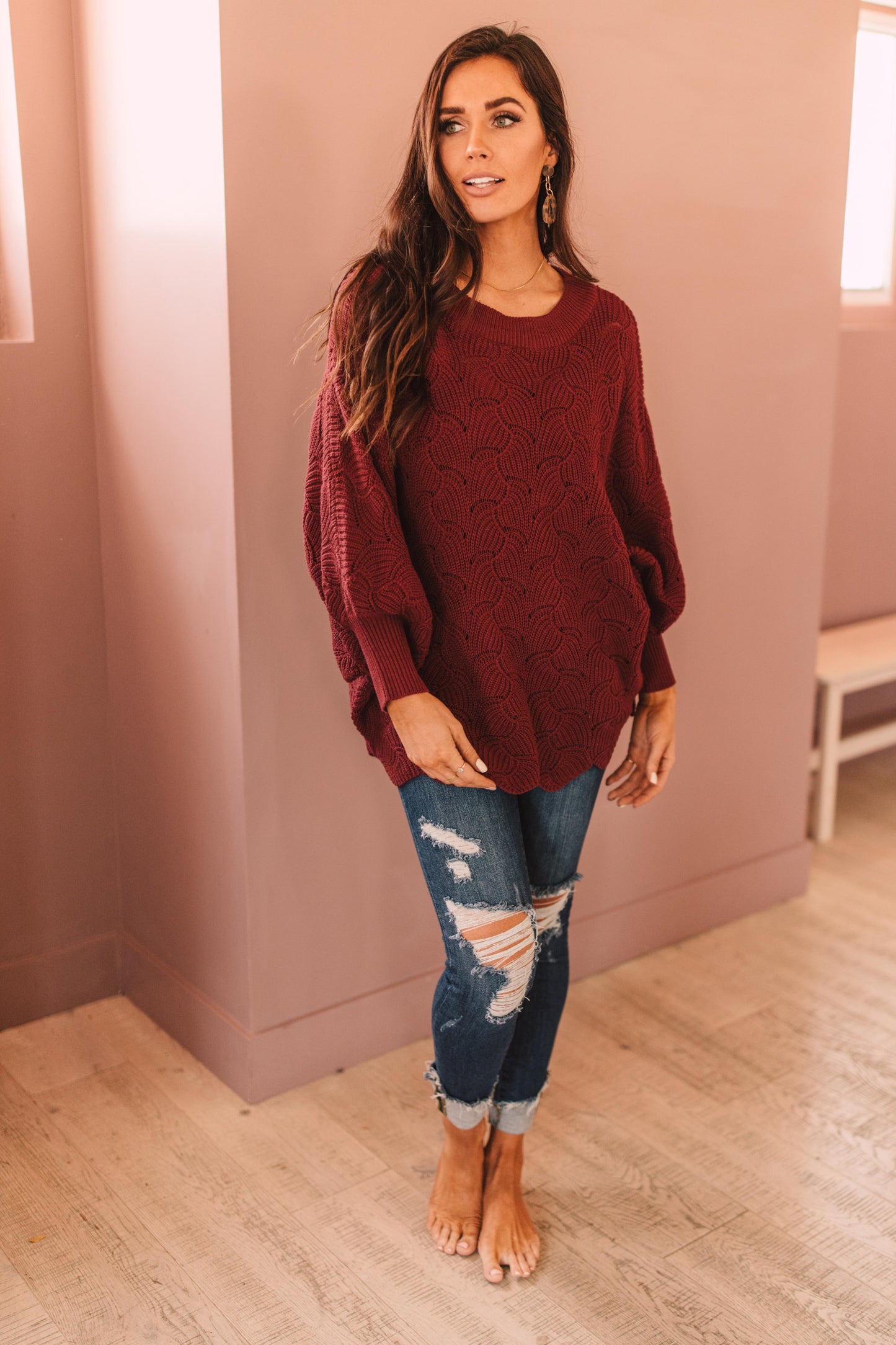 Designed For Details Sweater in Wine