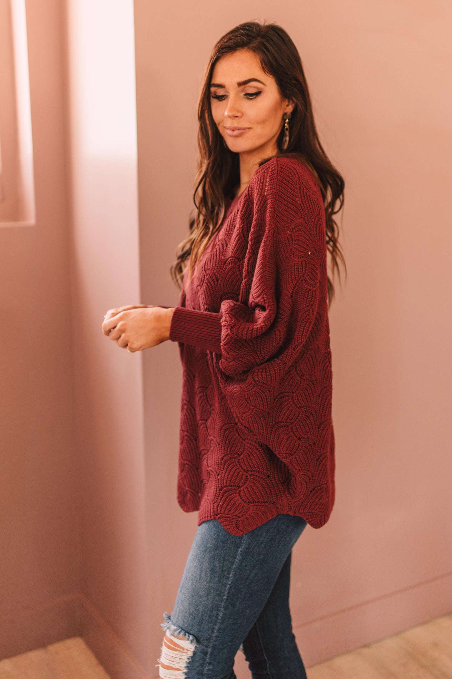 Designed For Details Sweater in Wine