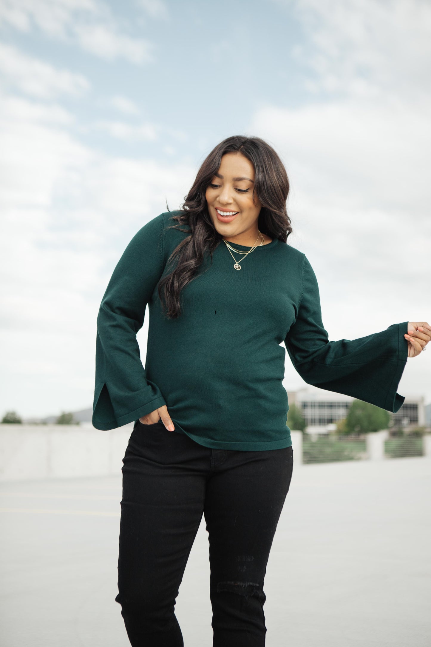 Elvira Hole In One Hunter Green Sweater